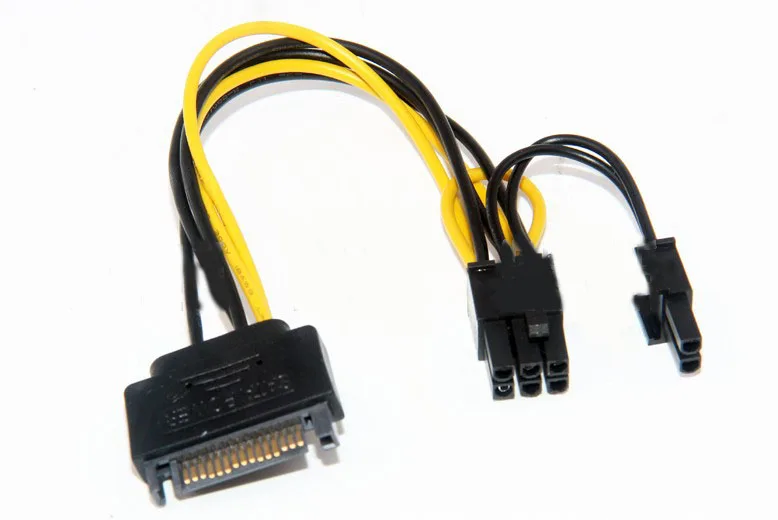 Один SATA 15 pin свою очередь до 8 пин видеокарта разъем питания линии 6PIN+ 2PIN Кабель-адаптер 15 P до 8 P видеокарты линии