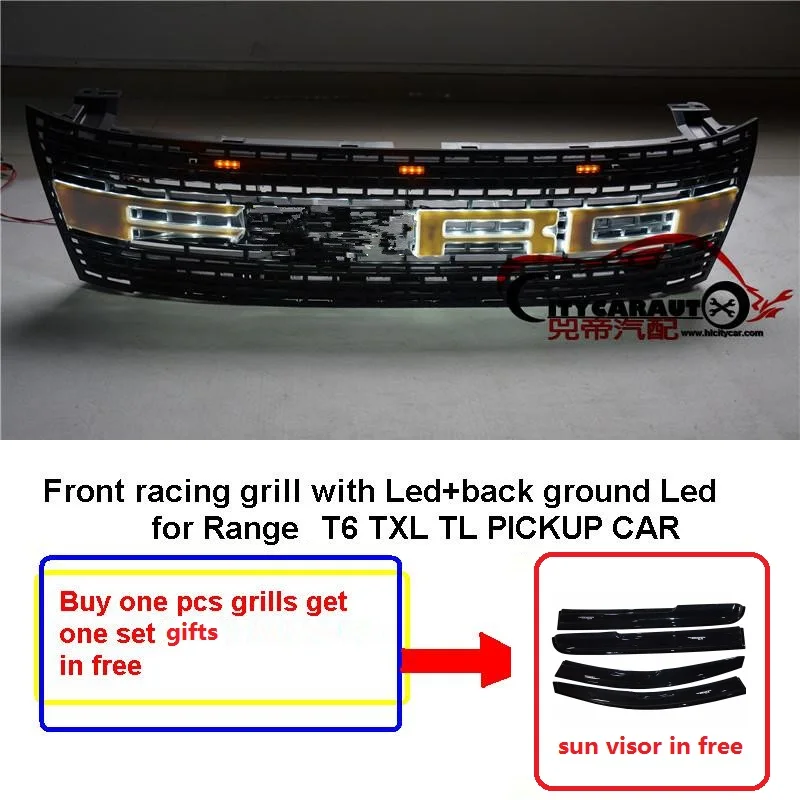 

OWN DESIGN MODIFIED GRLLE led Grill ABS Matte Black Front Grill trim suitable for PICKUP RANGER T6 TXL TL CAR 2012-2015 CAR