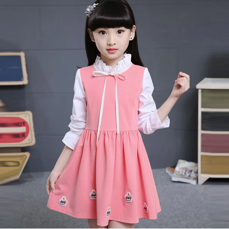 Girls'Long Sleeve Dresses 2009 New Princess Girls' Spring Dresses Children's Crown Korean Edition Children's Skirts