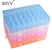 Adjustable 24 Compartment Plastic Storage Box Women Jewelry Earring Case