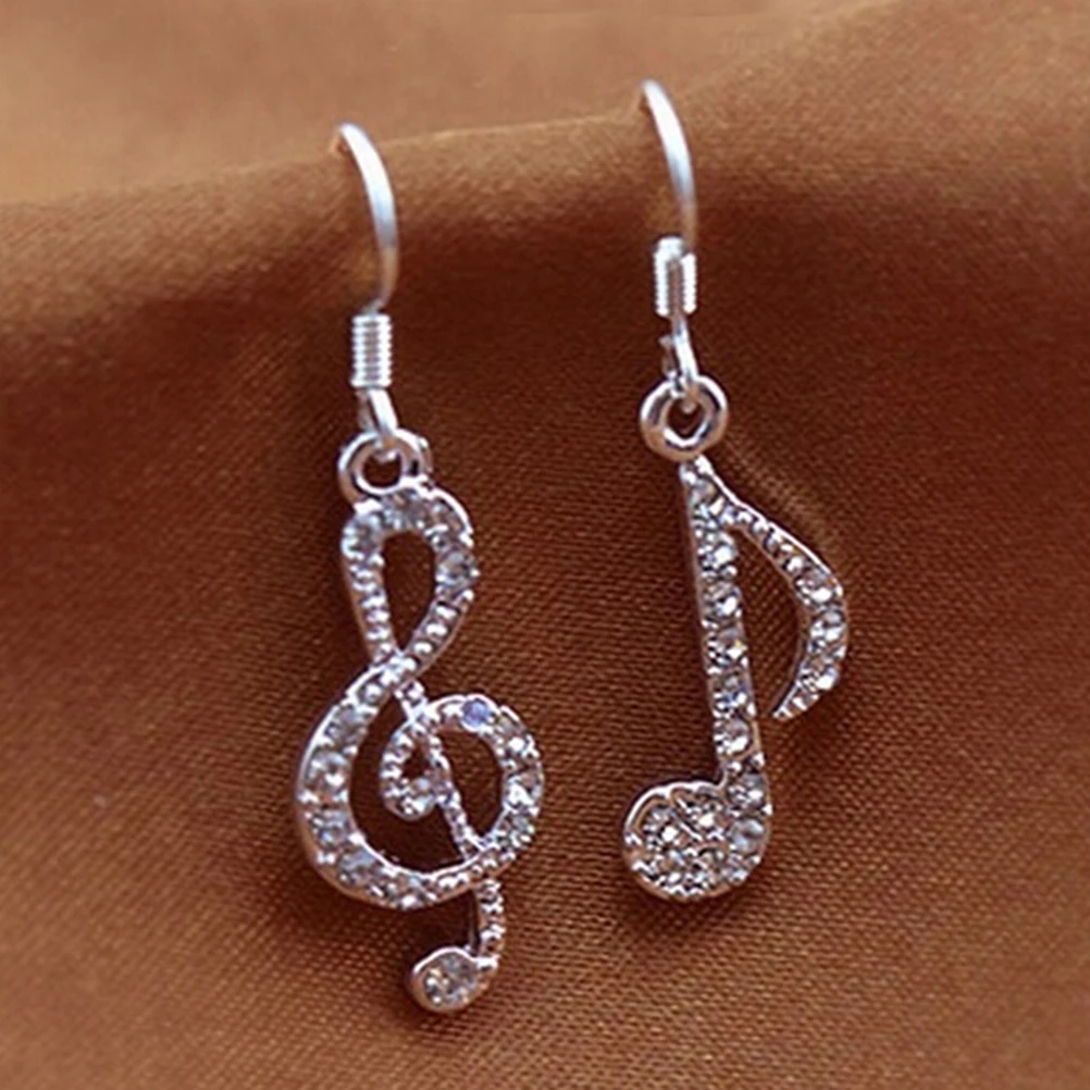 

1 Pair Earrings Trendy Cute Fashion Crystal Music Note Ear Stud For Women Girl New Jewelry