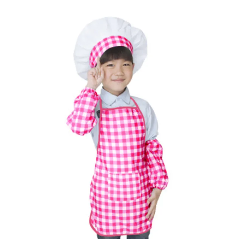 

choldren's apron set painting apron kitchen cooking apron kids apron and hat kidergarten supplies