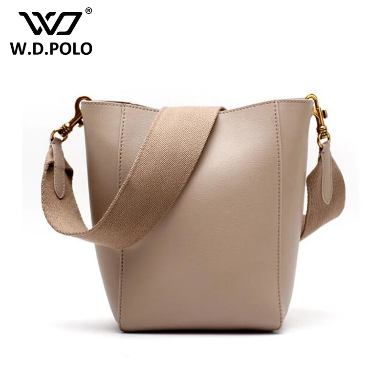 WDPOLO fashion all-match woman bucket bag real leather Handbags Ladies Bag Messenger Bags For Female lady shoulder bags C199