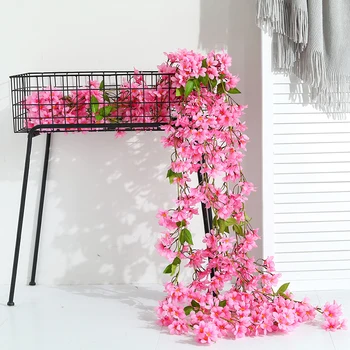 

Luyue 5 Pcs 170CM Pretty Winter Vine Flower Artificial Flower vine plus vines Blue rose red wedding flower vine