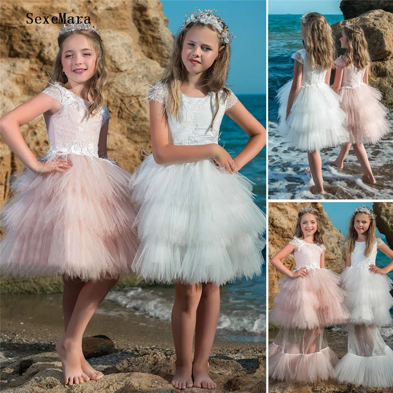

Feather Embroidery 2Pcs Princess Party Girls Dress Wedding Kids Dresses For Girls Baby Girl Birthday Party Gown Custom Made