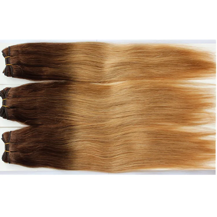 

Dark Root Ombre Hair Weave 100% Brazilian Virgin Hair Silky Straight Colored Two Tone Brown Blonde Ombre Hair Extensions