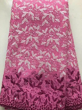 

Latest African Cotton Lace Fabric 2020 High Quality Nigerian Pure Cotton Embroidery Swiss voile Lace Fabrics 5Yards NLL3881