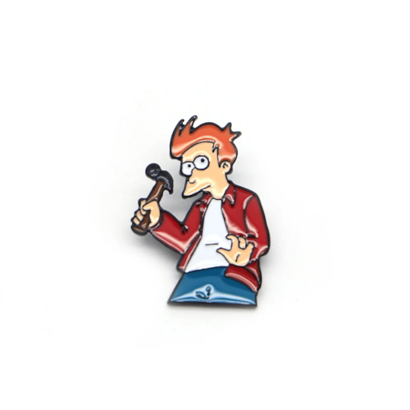 Мультфильм аниме-броши для мужчин Futurama эмалированные булавки для детей нагрудные булавки "Сумка" джинсовая куртка значок Philip J. Fry брошь SC4790