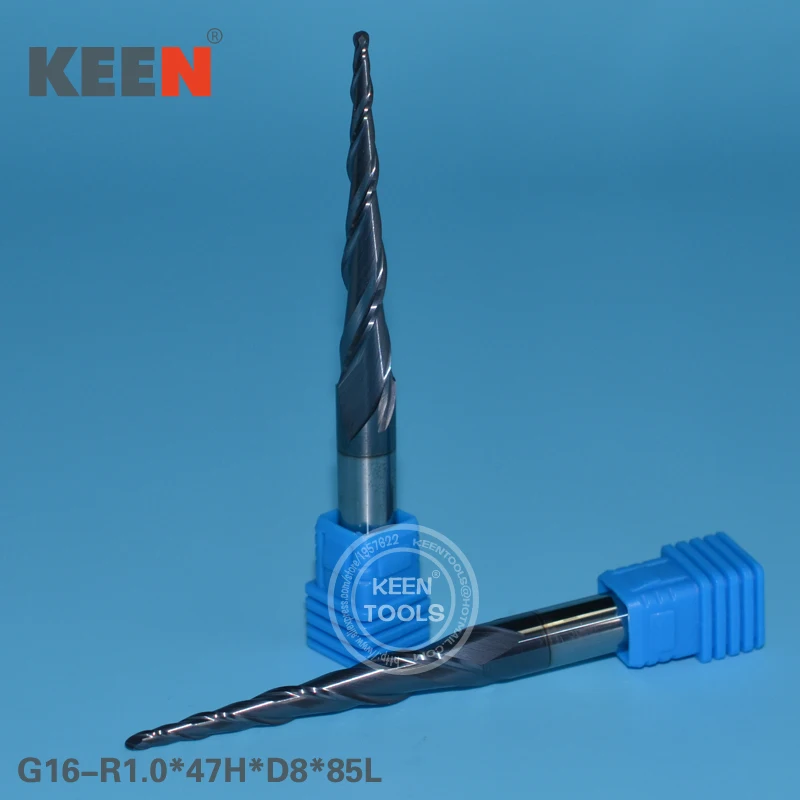 R1.0*47H*D8*85L Tapered Ball Nose End Mills / taper and cone endmills