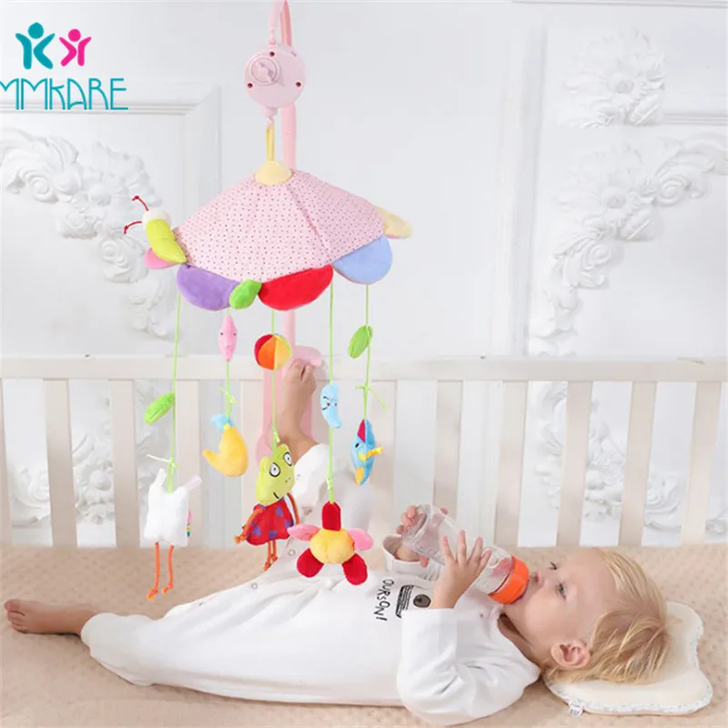 Newborn Baby Rattles Pink Cute Cartoon Plush Music Toy Baby Bed Hanging Bed Bell Baby Girl's Bedroom Decoration Baby Bedding Set