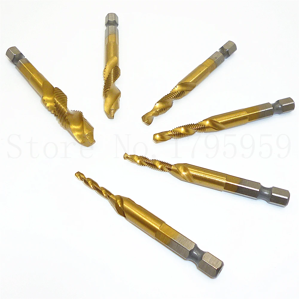 6pcs Metric Drill Tap Combination Bit Tapping Deburring Countersink Set
