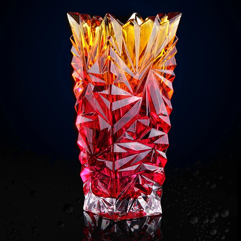 Shining Crystal Glass Flower Vase Decorative Quartz Cluster Pitcher Household Glassware Gift and