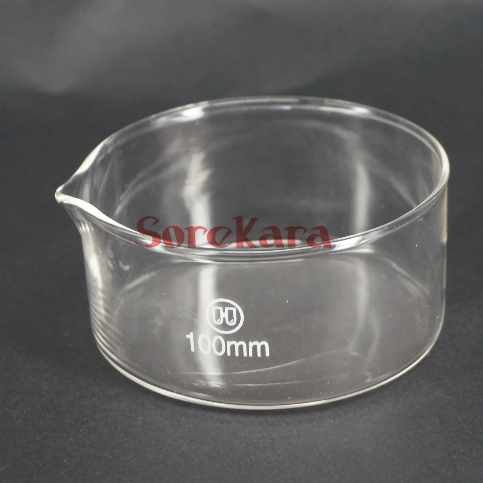 100 мм Стеклянная кристаллизационная посуда в нижней части с носиком для химической лаборатории