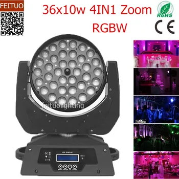 

LED 36x10w 4IN1 RGBW Zoom Moving Head Wash Light Sound Active Stage Wash Professional DJ Equipment Lights