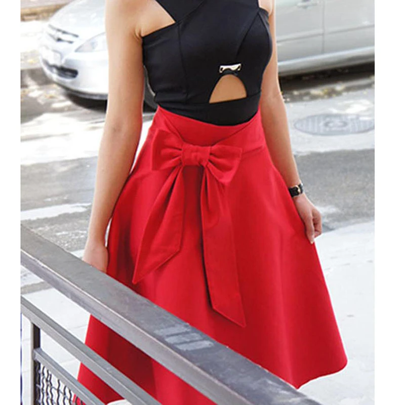 Faldas para mujer, faldas cóctel con cinto con lazo hasta la rodilla, personalizadas, estilo de dama honor|Faldas| - AliExpress