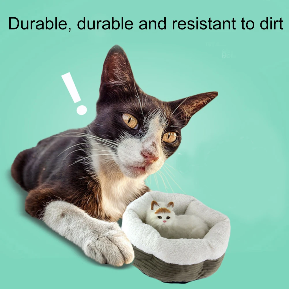 Soft Round Pet Bed Warm Comfortable Kitten Puppy Nest Kennel for Winter Autumn YU-Home