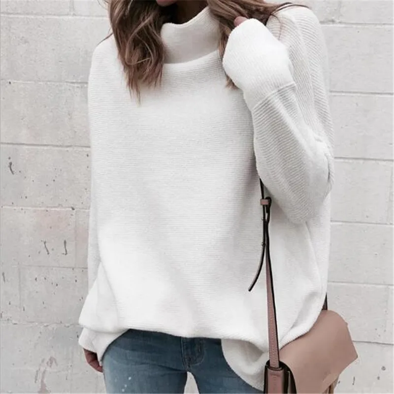 

Autumn Winter Women New Long Sleeve Turtleneck Knitted Sweaters Solid Casual Loose Thick Warm Bottoming Tops Korean Style Female