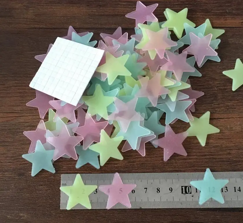 Wall Sticker Glow stars Glow PVC patch / fluorescent stickers  three-dimensional wall stickers creative stickers 100 / pack 3194