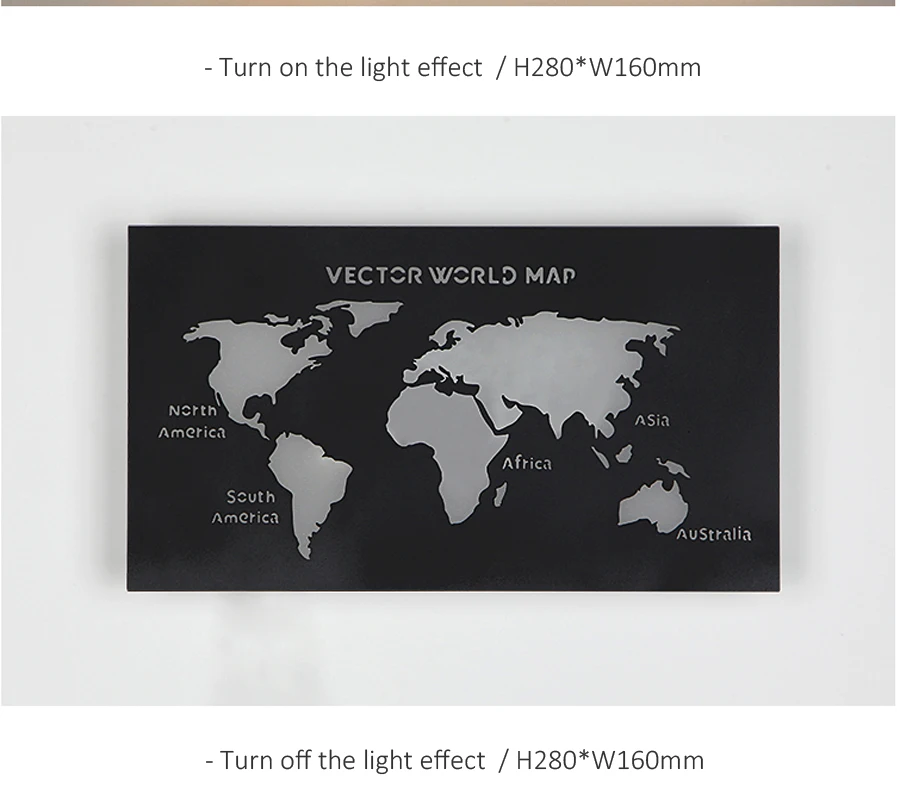 Карта мира светодиодный настенный светильник для прикроватной тумбочки/гостиной черный и белый бра освещение в помещении лампа