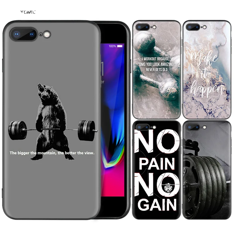

Silicone Case Shell Coque for iPhone 7 8 6 6S Plus X XS MAX XR 5C 5 5S SE 7Plus 8Plus 7+ 8+ Bodybuilding Gym Fitness