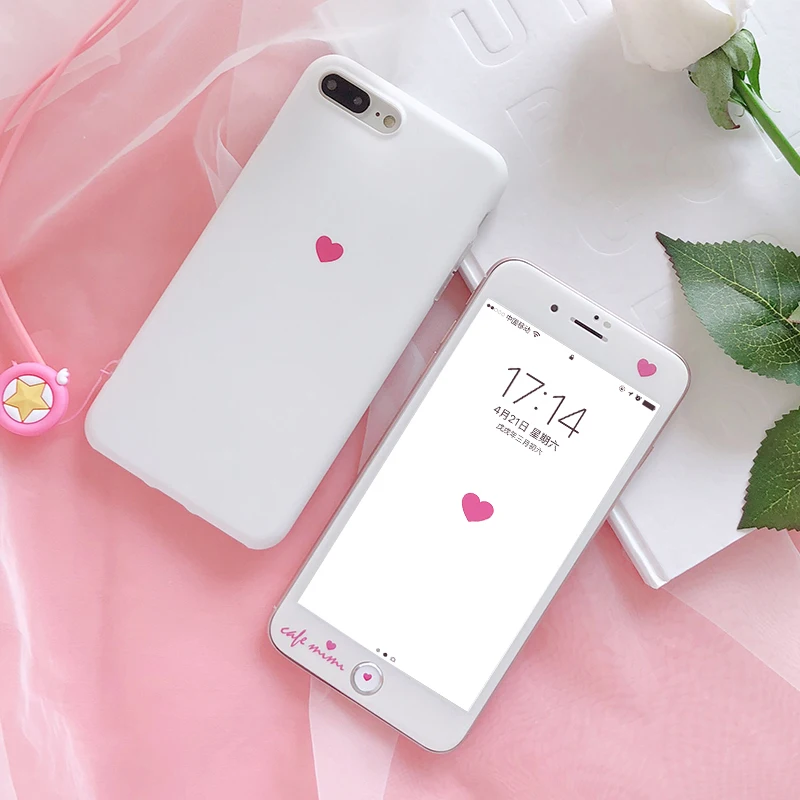 Простой чехол Love для iPhone 8 /7 plus Чехол + пленка из закаленного стекла X 7 /6 6s чехлы