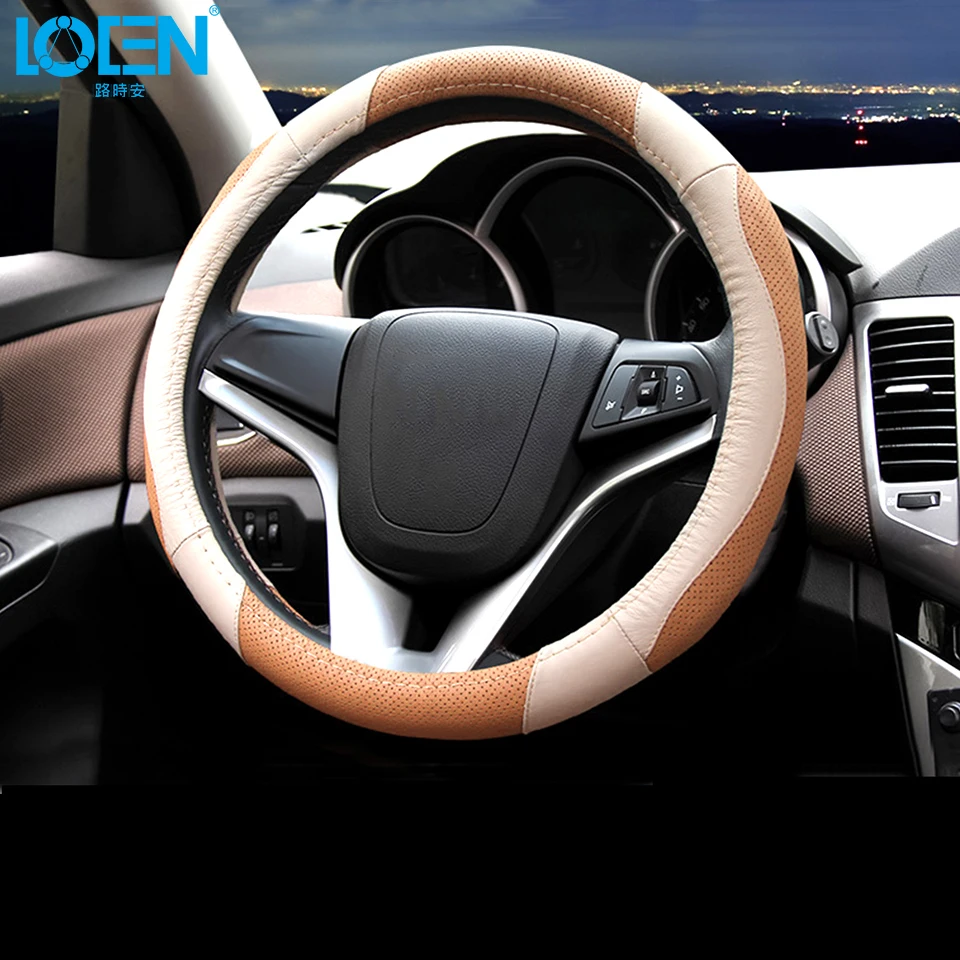LOEN 1 шт. натуральная кожа чехол рулевого колеса автомобиля чехлы на сиденья