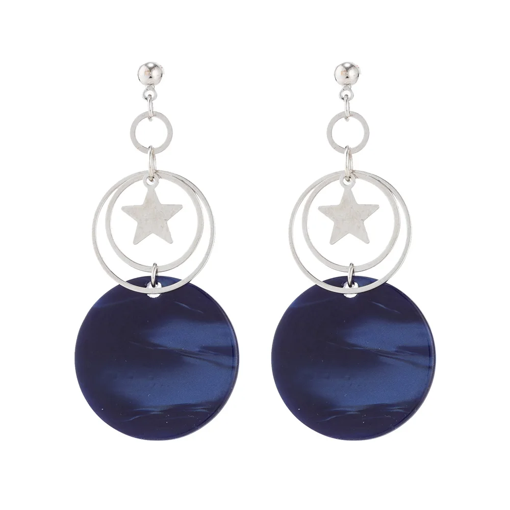 

2019 New Fashion Drop Earrings For Women Acid Acrylic Resin Earrings Full Star Round Oval Pendants Earings Fashion Jewelry Gift