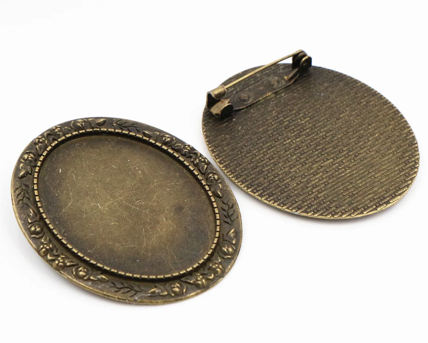 

New Fashion 5pcs 30x40mm Inner Size Antique Bronze Plated Pin Brooch Simple Style Base Setting Pendant (B1-18)