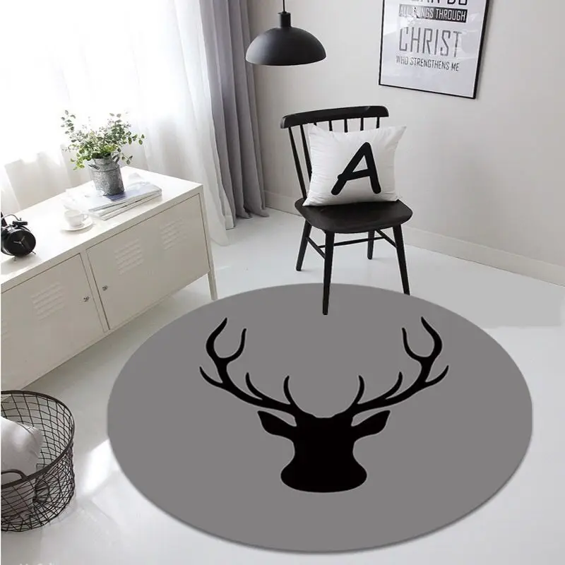 

Nordic Style Round Carpet Trend Personality Elk Living Room Sofa Bed Bedroom Fashion Custom Rug Fitting Room Mat Free Shipping