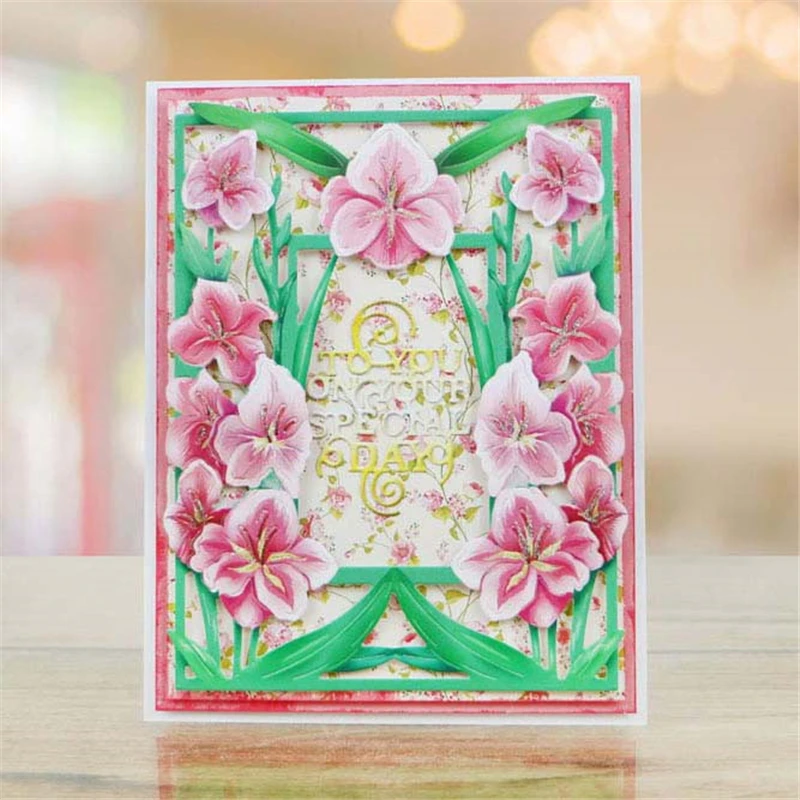

Naifumodo Flower Background Lace Frame Metal Cutting Dies for Scrapbooking Craft Die Cuts Card Making Embossing DIY