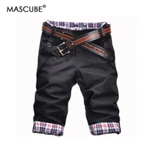 MASCUBE мужские модные повседневные летние клетчатые укороченные брюки на молнии с карманами, мужские черные брюки-карго harajuku pantalon homme