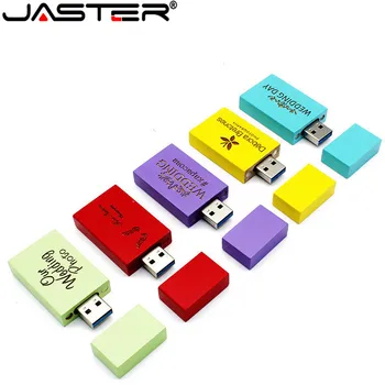 

JASTER (1 PCS free LOGO) colorful Wooden USB 2.0 wood usb flash drive pendrive 4GB 8GB 16GB 32GB 64GB memory stick wholesale