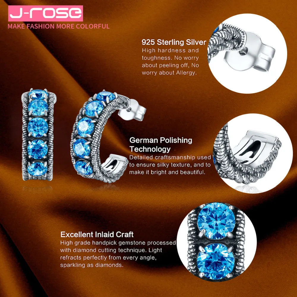 Jrose Luxuriou 9 4g ювелирные изделия 100% Серебро 925 пробы серьги с зажимом брендовые