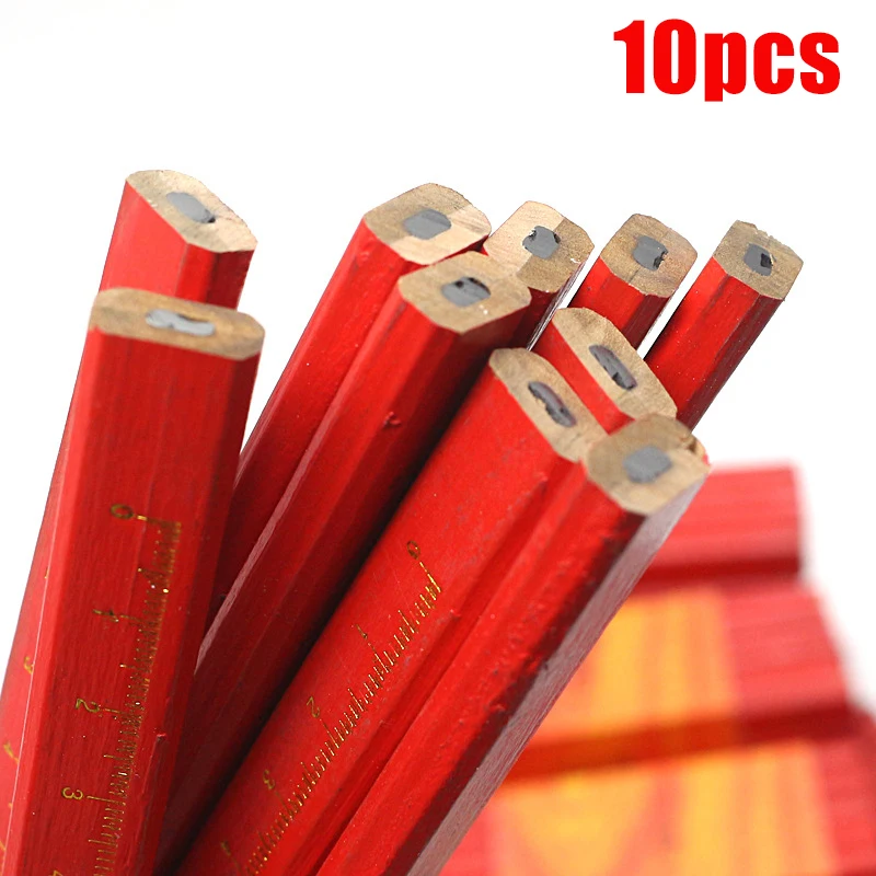 

Tools Equipment Workshop Home Carpenter Pencils Accessories 10Pcs Red Lead Sharpener DIY Woodworking Carpentry