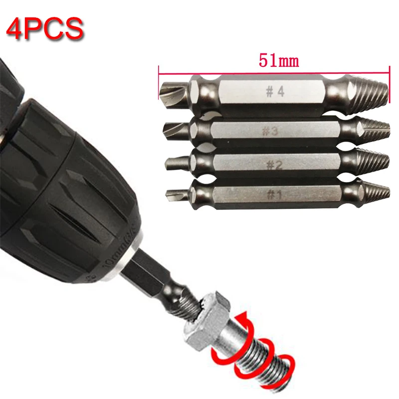 4pcs Carpenters Screw&Bolt Extractor Guide Drill Removal Broken Bolts