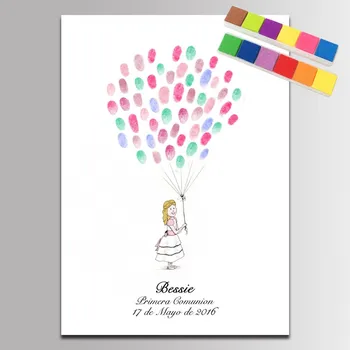 

Baby Shower Guest Book Fingerprint painting for Baby Girl Canvas Painting Birthday Party DIY Communion Baptism canvas painting