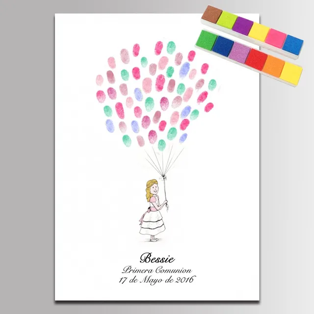 Baby Shower Guest Book For Baby Girl Fingerprint Canvas Painting Baby Shower Guest Book For Baby Girl Fingerprint Canvas Painting