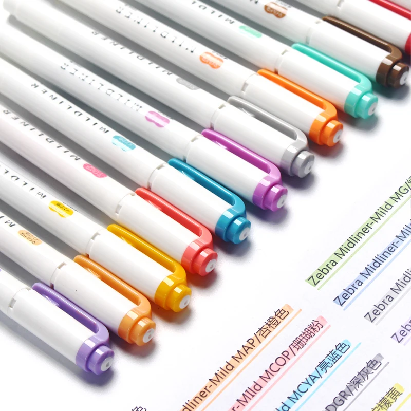 

1pcs Zebra Mildliner Highlighter Pen Dual Tip Mildliner Markers Pens Coloring Text Paper Destacador Bullet Journal Supplies WKT7