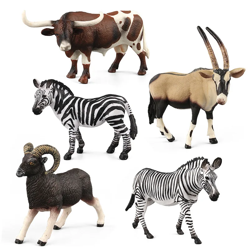 

African Wildlife Antelope Model Simulation Animal Lmodel Toys Buffalo Horns Model Toys Kids Educational Toy for Children Gift