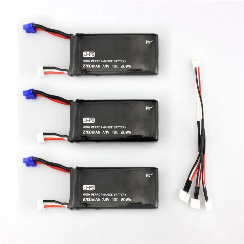 ФОТО Original 3x7.4V 2700mAh 10C Battery 1 To 3 Charging Cable For Hubsan H501S X4 RC Quadcopter Spare Parts Accessories