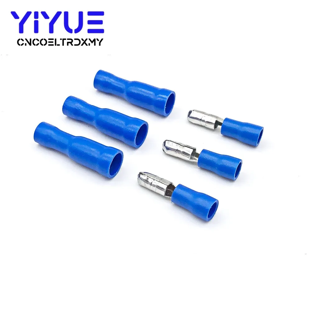 

50/100pcs Blue Female and Male Insulated Electric Connector Crimp Bullet terminal for 16~14 AWG Audio Wiring MPD2-250 FRD2-250