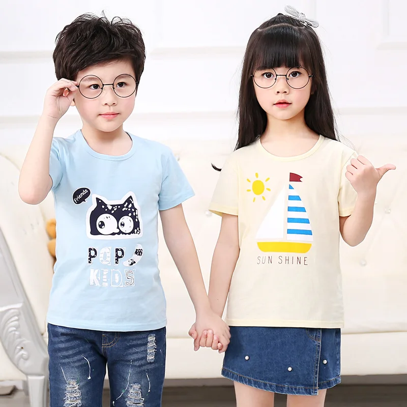 

Children's Short-sleeve T-shirt for Boy/Girls 3-8 Years Teens Childish Cotton Cartoon Printed Kids Tops Tee