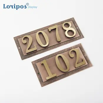 

Ancient Bronze Metal Door Number Plate Pure Copper Letter Zinc Alloy Plate Wall Mounted Hotel Digital Board Door Sign Plate