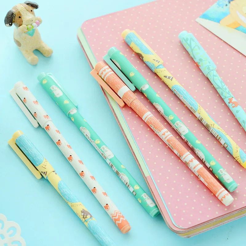 

0.38mm Cute Kawaii Gel Ink Pen Writing Office School Supplies Stationery Black Red Ink