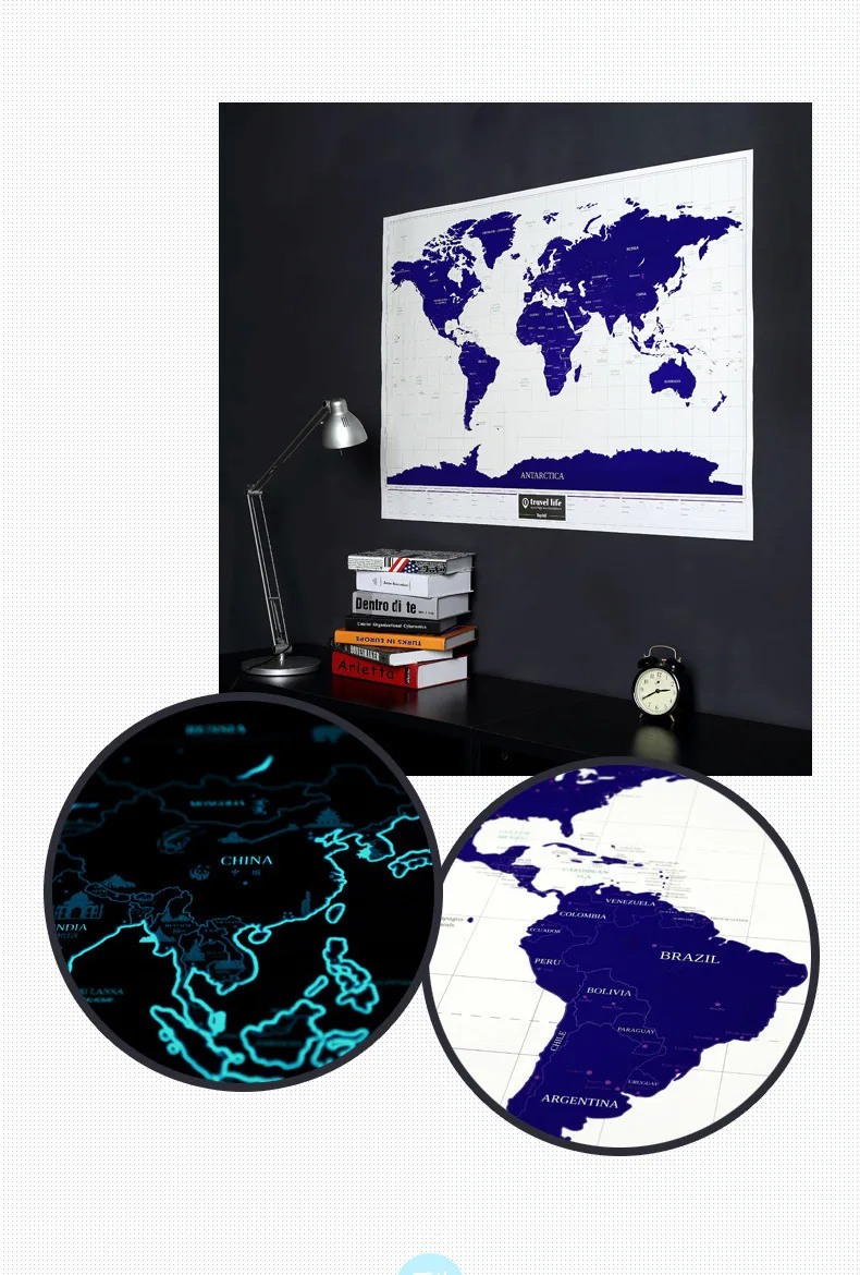

Oversized Luminous Scratch World Map Personalized World Map Poster Vacation National Geographic World Map Wall Sticker Art Decor