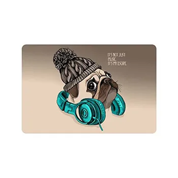 

Portrait of A Pug Puppy Indoor Outdoor Entrance Rug Floor Mats Shoe Scraper Doormat Non-Slip Home Decor, Rubber Backing