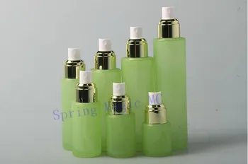 

120ml Frosted Green Glass emulsion bottle For Eye Cream,Essence Pump Lotion Bottle,Empty Glass Bottles,Sprayer perfume bottle