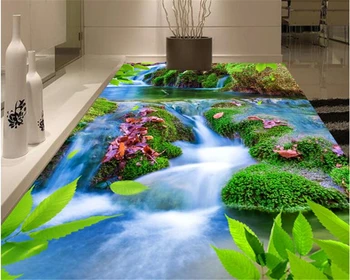 

beibehang Fashion personality pvc wallpaper original ecological stream waterfall 3d floor three-dimensional painting background