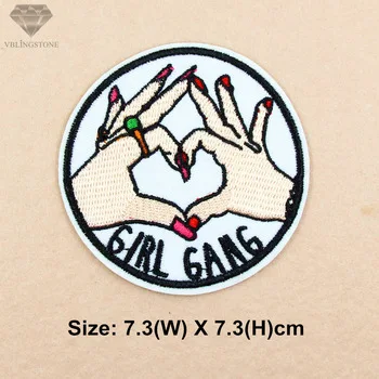 Gril GANG Round Icons Badge  Stripes On Clothes Patches For Clothing Embroidered Iron-on Patches