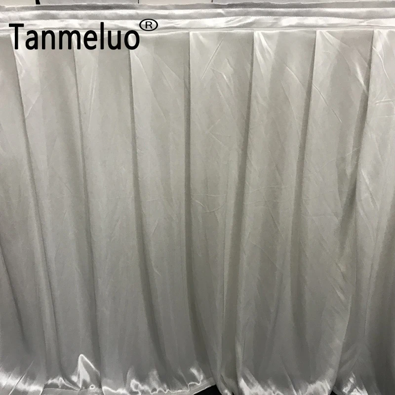 0.8x3M Transparent Shiny White Table Skirts for Wedding Table Decoration Baby Shower Birthday Skirting Event Banquet Decor